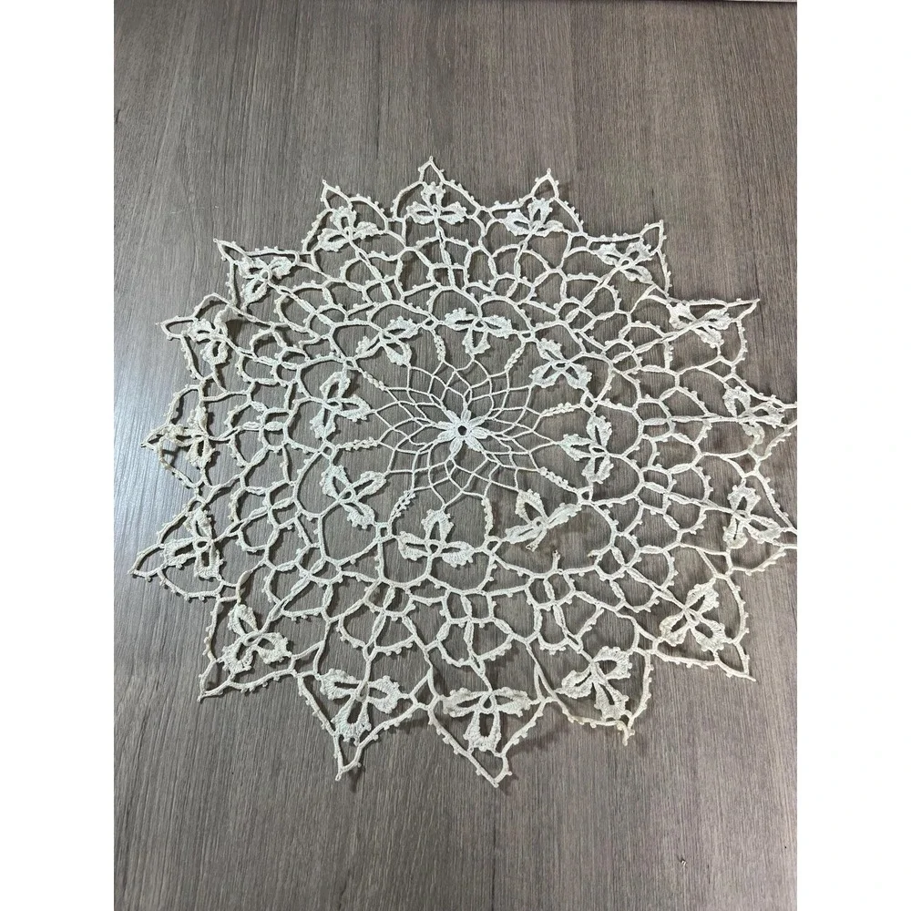 Lot of 5 delicate crochet lace doilies unstarched off white Vintage